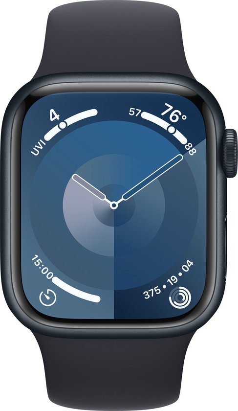 Apple Watch Series 9 - 41 mm - Midnight aluminium kast met Midnight sportband - M/L