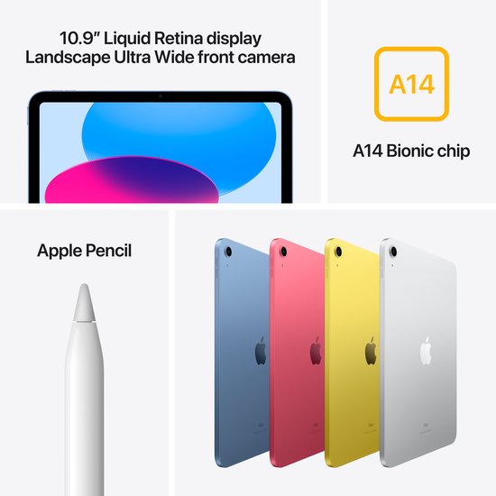 Apple iPad (2022) - 10,9 inch - WiFi - 64GB - Zilver