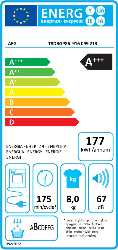 AEG T8DBGP86 - Série 8000 Absolutecare® - Sèche-linge - Pompe à chaleur - Sèche-linge - 8 Kg