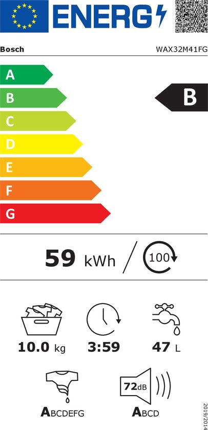 Lave-linge Bosch Serie 8 WAX32M41FG Chargement frontal 10 kg 1600 tr/min B Blanc