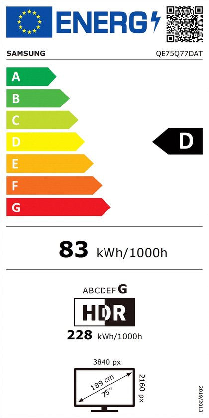 Samsung QE75Q77D - 75 pouces - 4K QLED - 2024