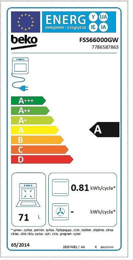 Beko FSS66000GW - Elektrisch fornuis