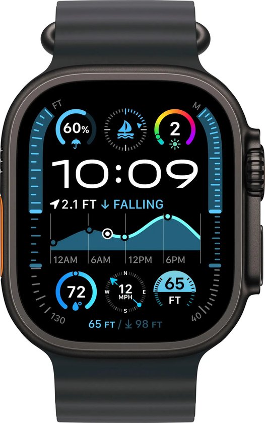 Apple - Watch Ultra 2 - LTE 49mm - Ocean Band - Titanium Zwart