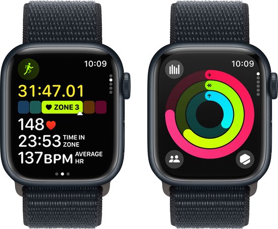 Apple Watch Series 9 - 41 mm - Boîtier avec boucle sport Midnight - Aluminium Midnight