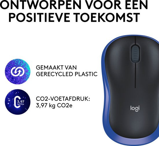 Logitech M185 - Draadloze muis - Blauw