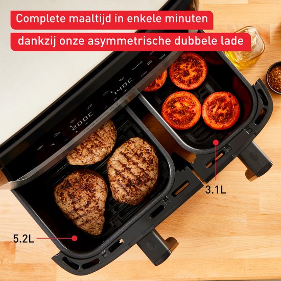 Tefal Dual Easy Fry & Grill EY905D - Heteluchtfriteuse XXL - Roestvrij staal - 2700W - 8,3L