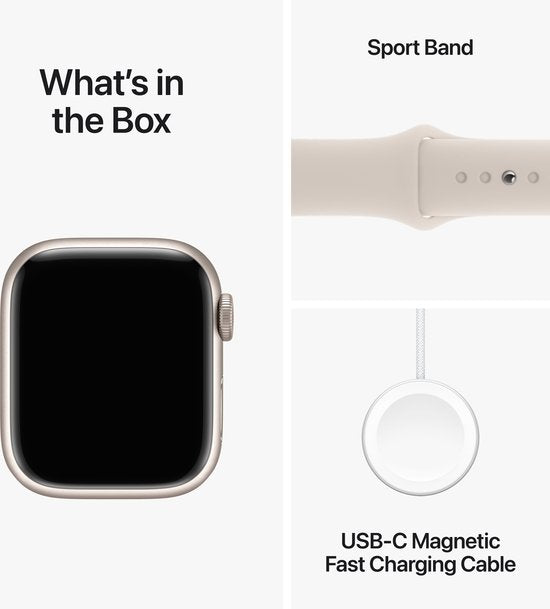 Apple Watch Series 9 - 41 mm - Boîtier en aluminium Starlight avec bracelet sport Starlight - S/M