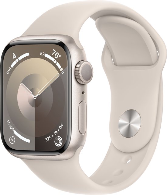 Apple Watch Series 9 - 41 mm - Boîtier en aluminium Starlight avec bracelet sport Starlight - S/M