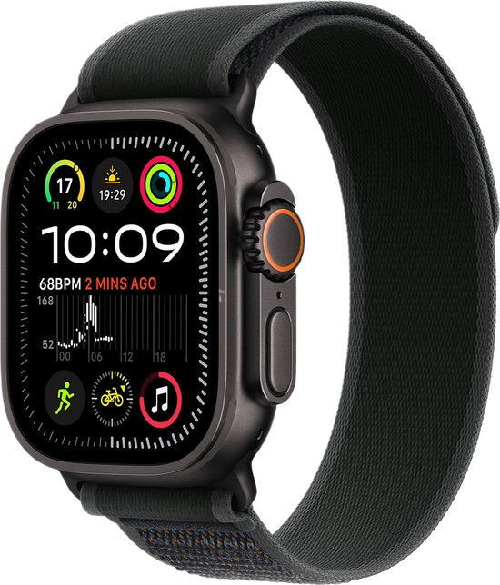 Apple Watch Ultra 2 GPS + Cellular 49mm Zwarte Titanium Kast met Zwarte Loop Trail - M/L