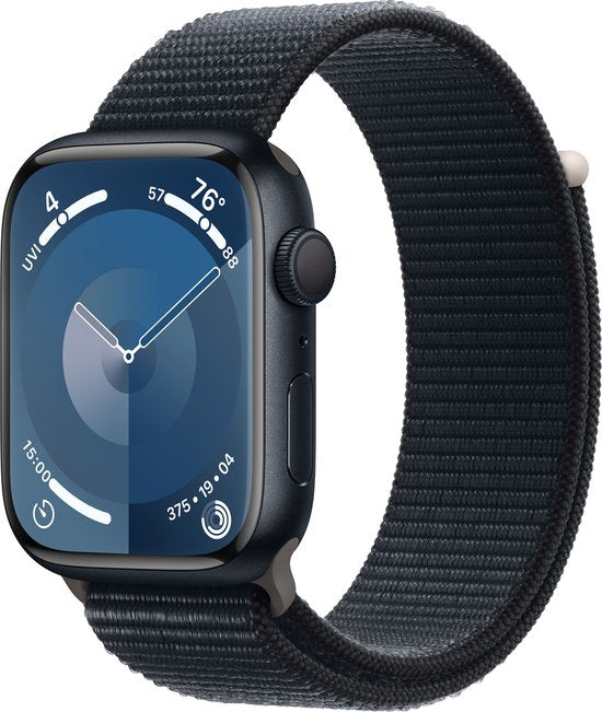 Apple Watch Series 9 - 45mm - Kast met Midnight Sport Loop - Midnight Aluminium