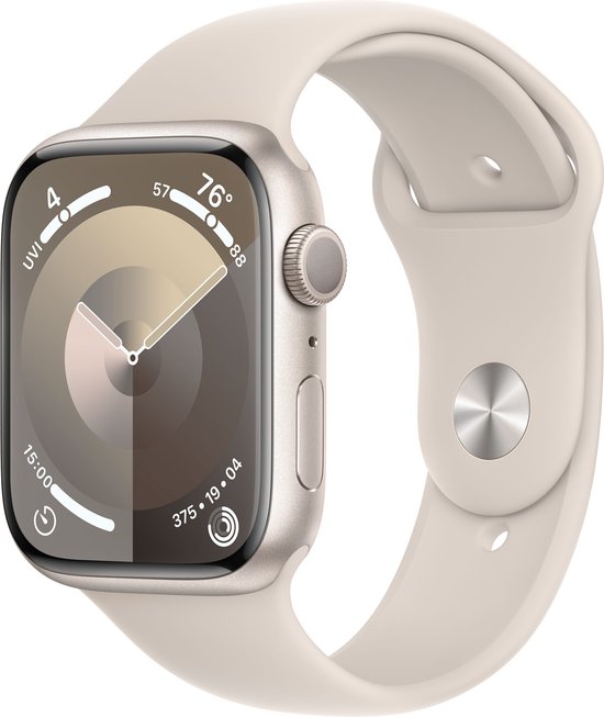 Apple Watch Series 9 - 45 mm - Boîtier en aluminium Starlight avec bracelet sport Starlight - M/L