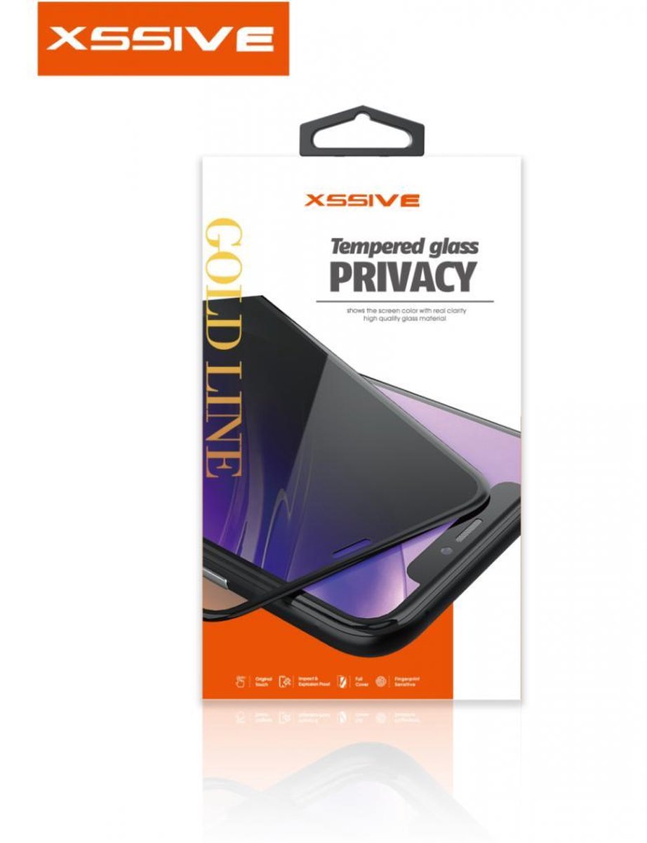 Xssive GoldLine Privacy - iPhone 14 Pro - Protecteur d'écran en verre trempé