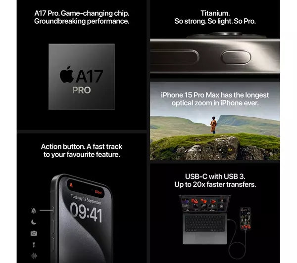 Apple iPhone 15 Pro - 128 Go - Noir Titane